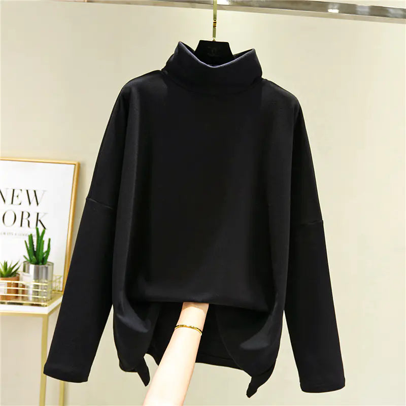 Double-Faced Velvet High-Neck Long-Sleeved Shirt for Women