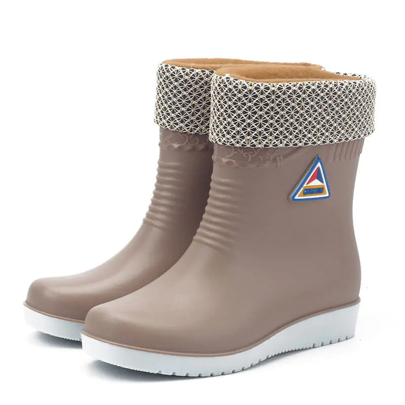 Winter Waterproof Mid-Calf Slip-Resistant Rain Boots