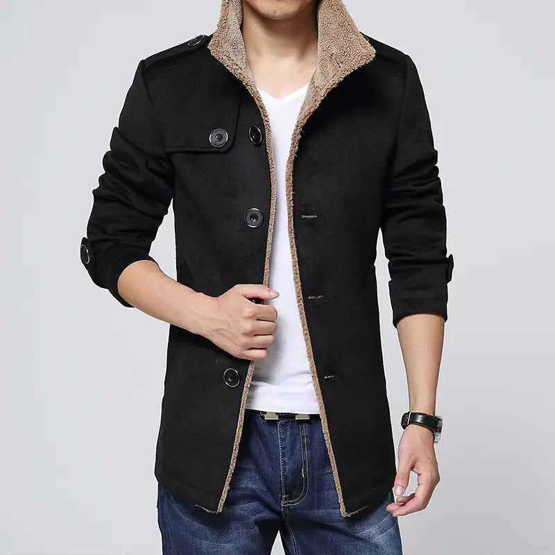 Slim-Fit Fleece Coat for Men