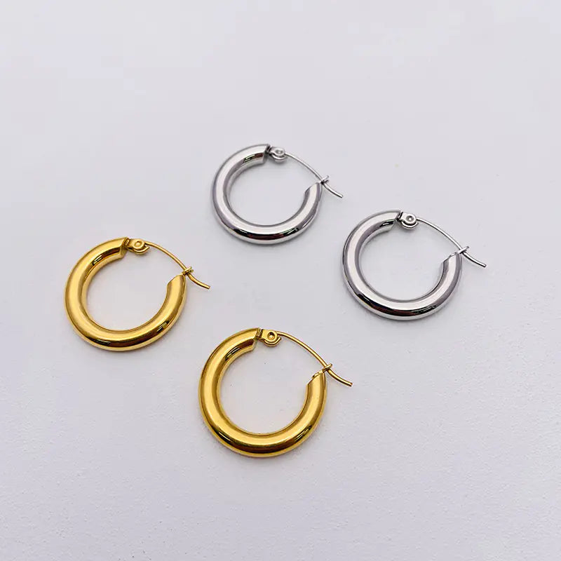 French Circle Earrings - Retro Titanium Steel for Women
