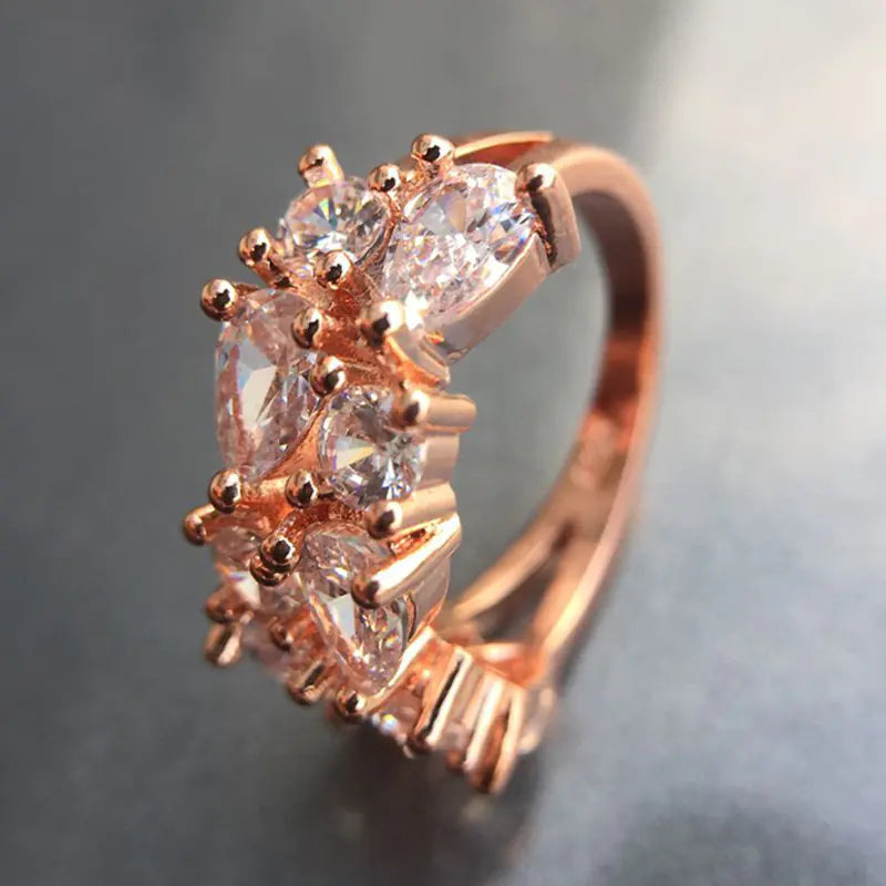 Colorful Zircon Ring for Women in Rose Gold