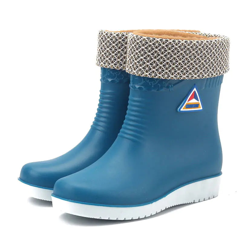 Winter Waterproof Mid-Calf Slip-Resistant Rain Boots