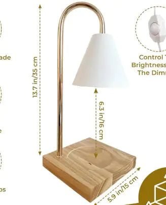 Electric Candle Heater with Wood Base and Aromatherapy Light
