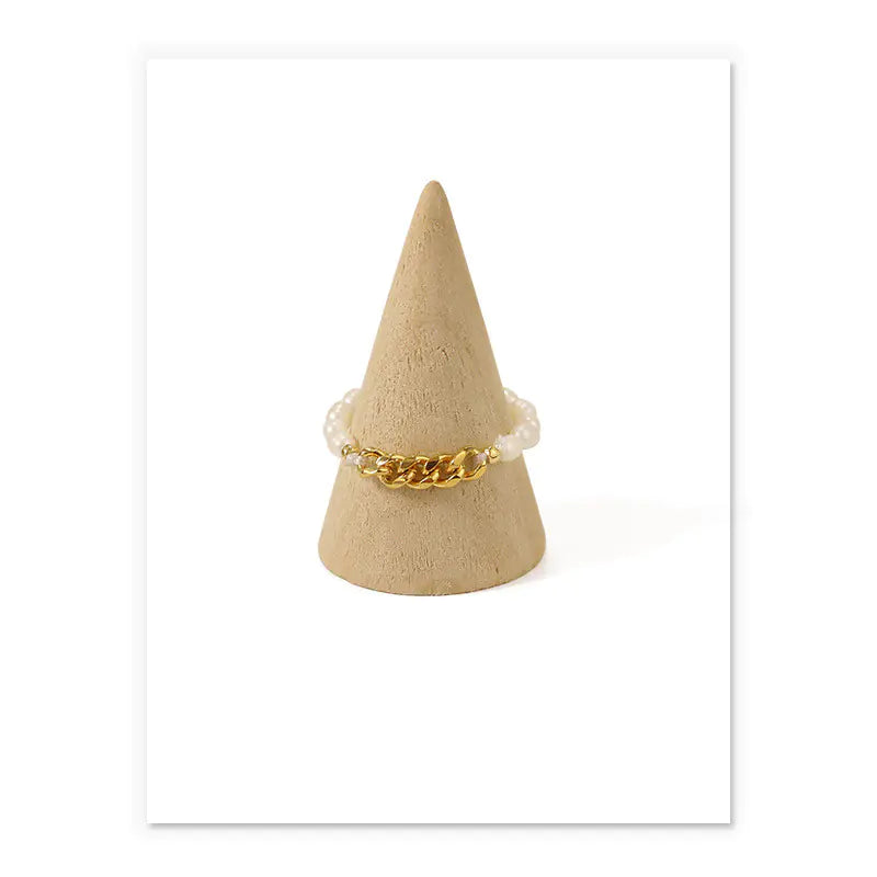 Natural Pearl Ring with Vintage Gold Plating Design