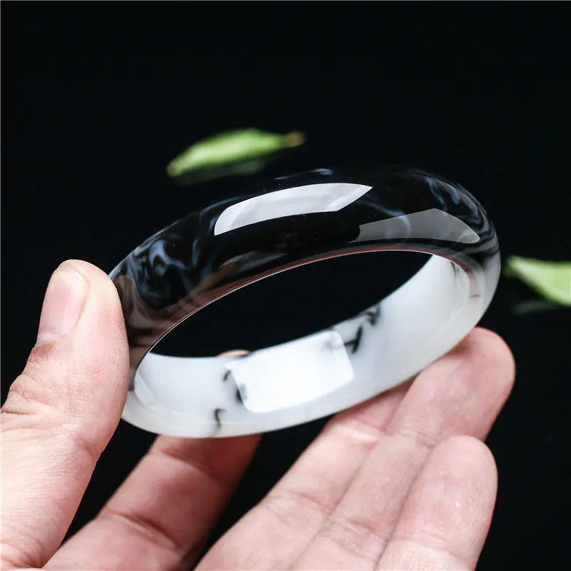 Blue and White Hetian Jade Bracelet for Women