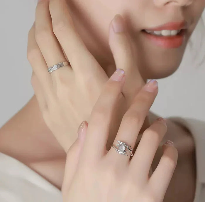 Bamboo Joint Ring with Zircon Couples Bracelet