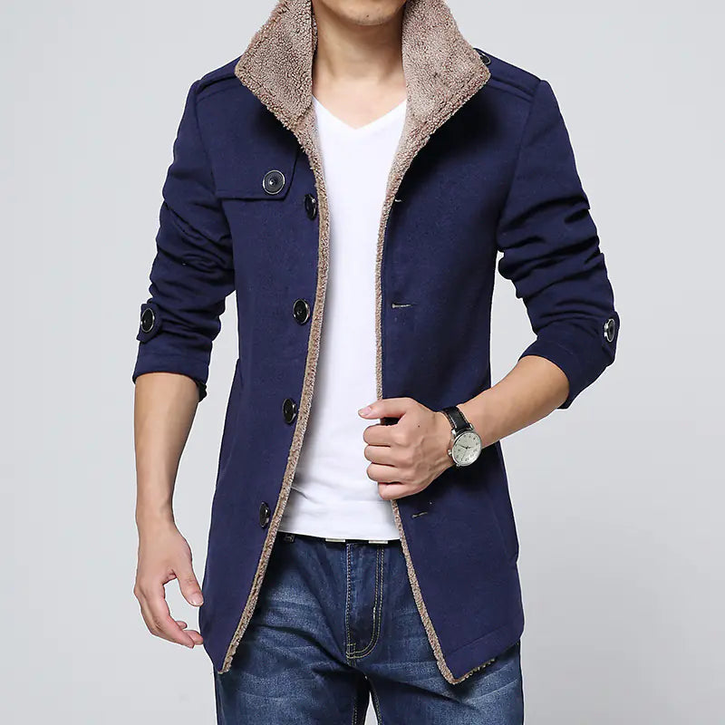 Slim-Fit Fleece Coat for Men
