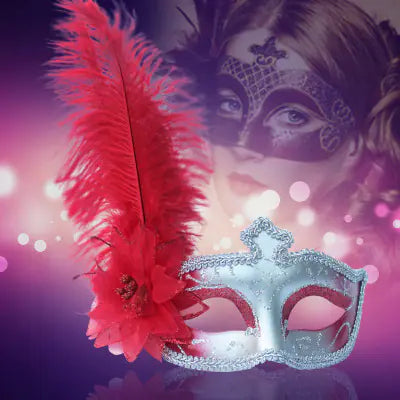 Ostrich Feather Halloween Mask with Peacock Feathers