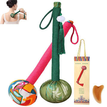 ArancioneandQ Wormwood Massage Hammer Manual Body Massage Hammer 2 Pcs Massage Tools for Whole Body Sore Muscles Relax Health Gifts (Silk+Cotton)