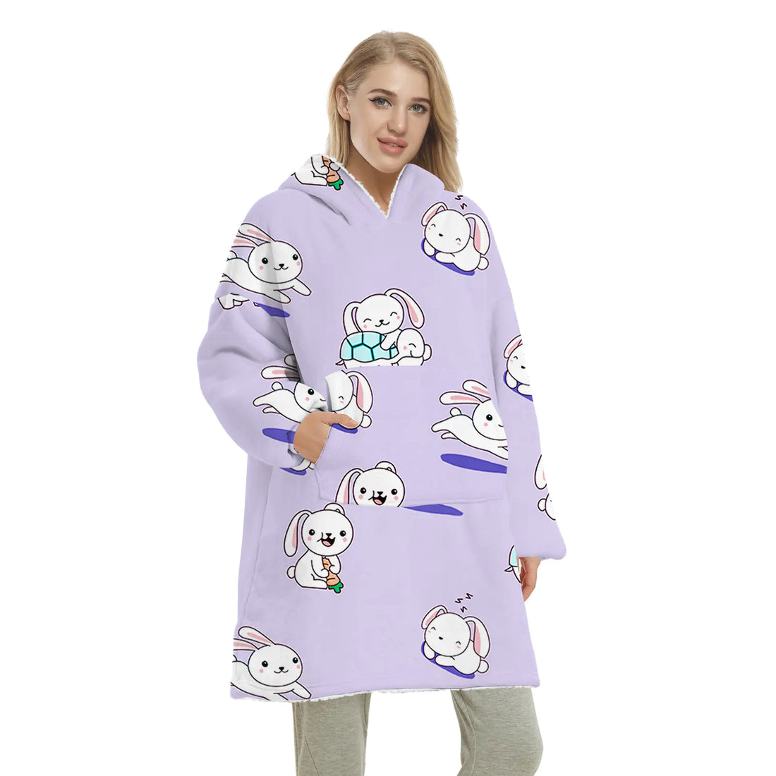 Reversible Mink Fleece Blanket Sweater for Warmth