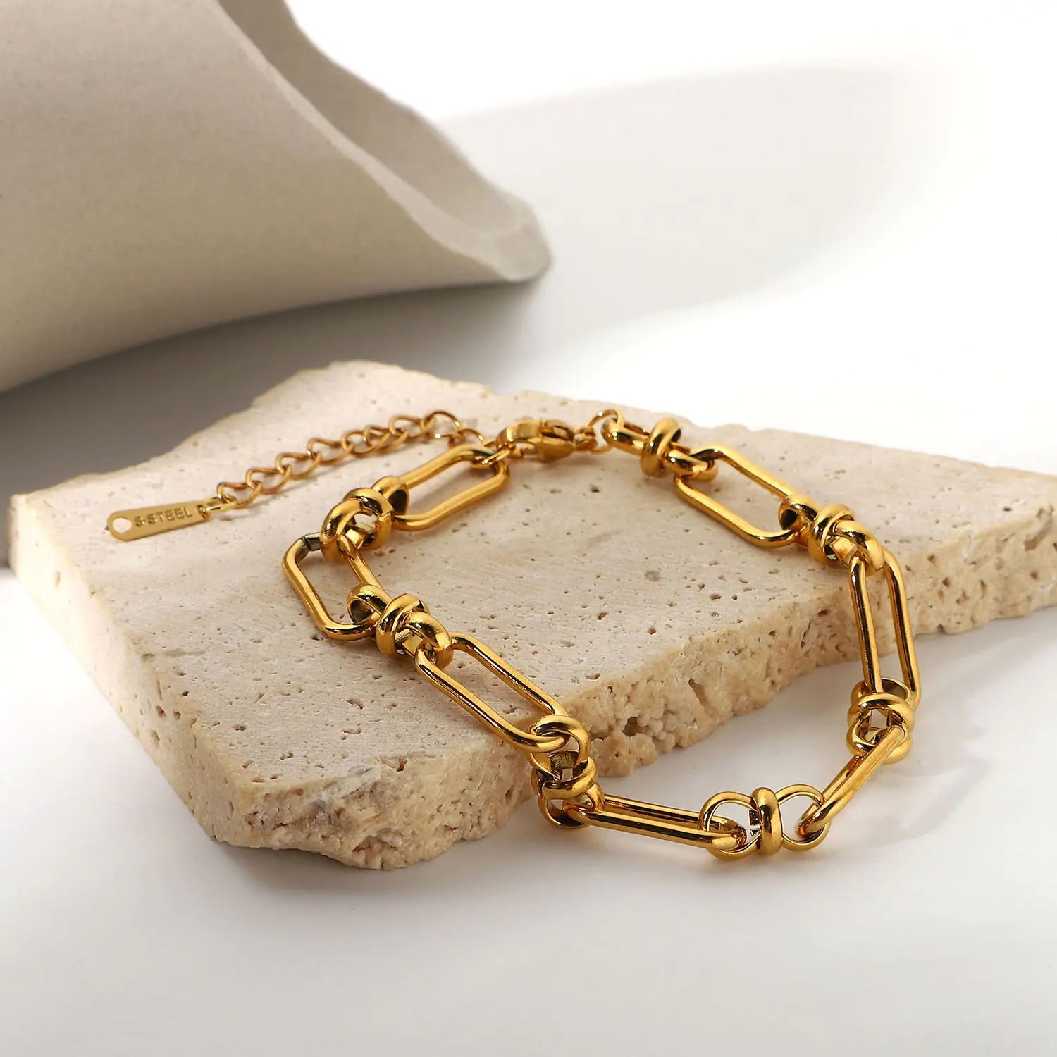Wide Chain Cross Buckle Bracelet with Electroplating