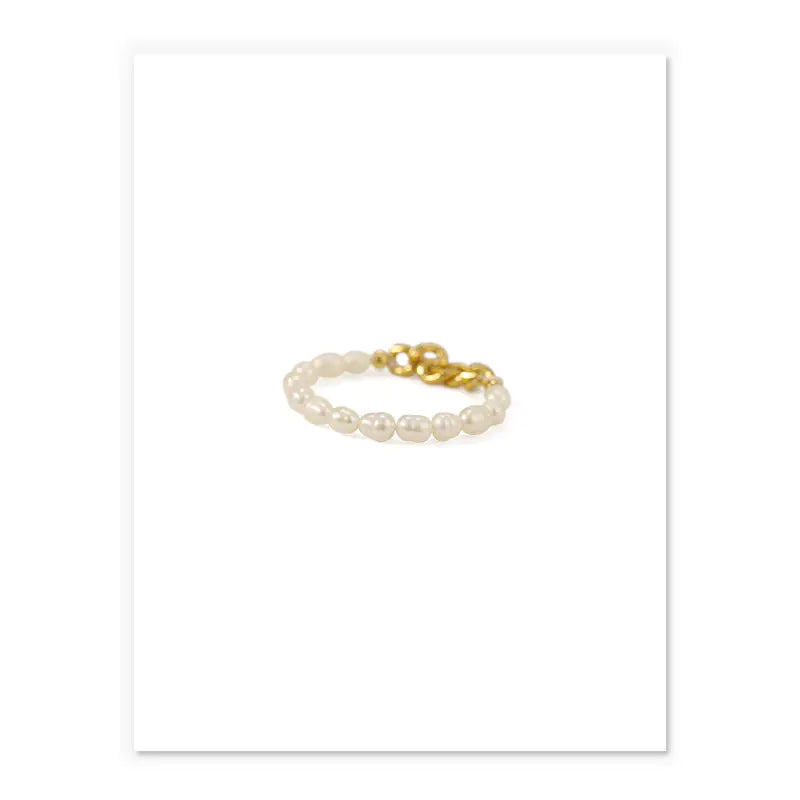 Natural Pearl Ring with Vintage Gold Plating Design