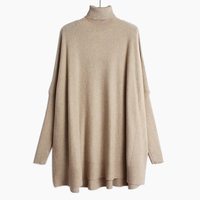 Chic Oversized Turtleneck Knit Sweater for Women