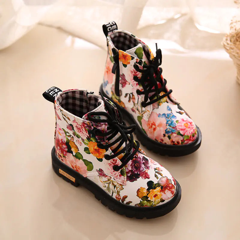 Girls' Floral Print Martin Boots for Autumn/Winter
