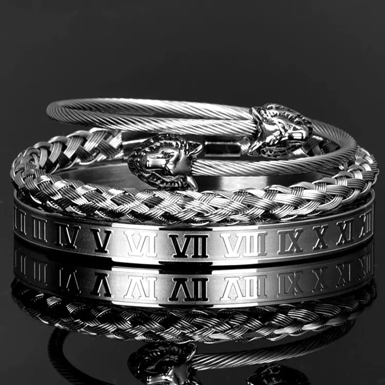 Roman Digital Bracelet with Stainless Steel Wire Rope