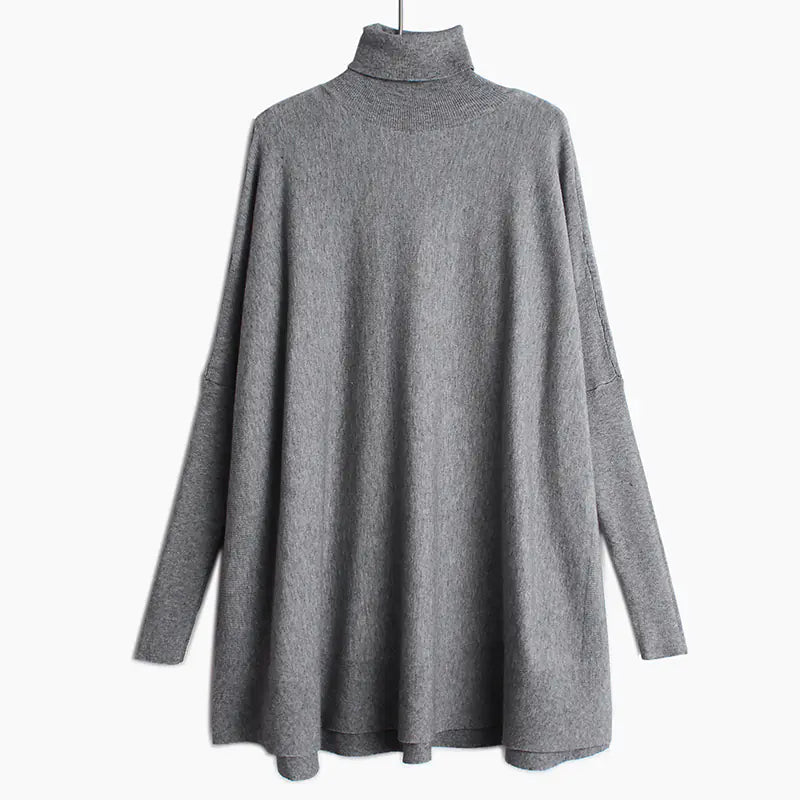 Chic Oversized Turtleneck Knit Sweater for Women