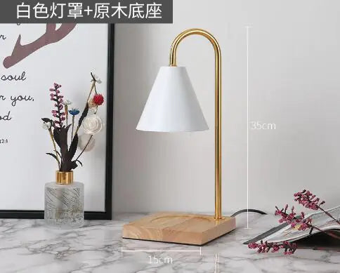 Electric Candle Heater with Wood Base and Aromatherapy Light