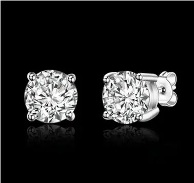 S925 Silver Stud Earrings with Four-Prong Zirconia