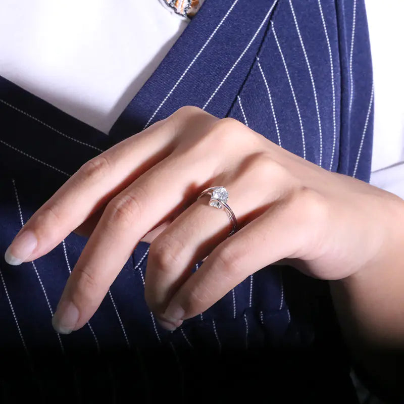 Moissanite Diamond Ring with S925 White Gold