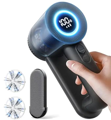 Rechargeable Lint Remover: 3 Stainless Steel 6-Leaf Blades Fabric Shaver with LED Display 3-Speeds Lint Shaver for Effortless Fuzz & Pill Removal from Clothes Sweaters Coats Couches Blankets