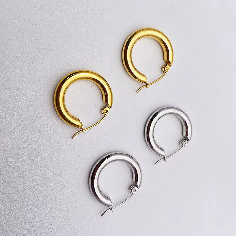 French Circle Earrings - Retro Titanium Steel for Women
