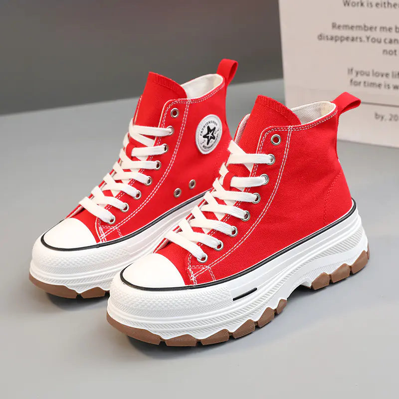 Women's High-Top Canvas Shoes - Breathable & Stylish