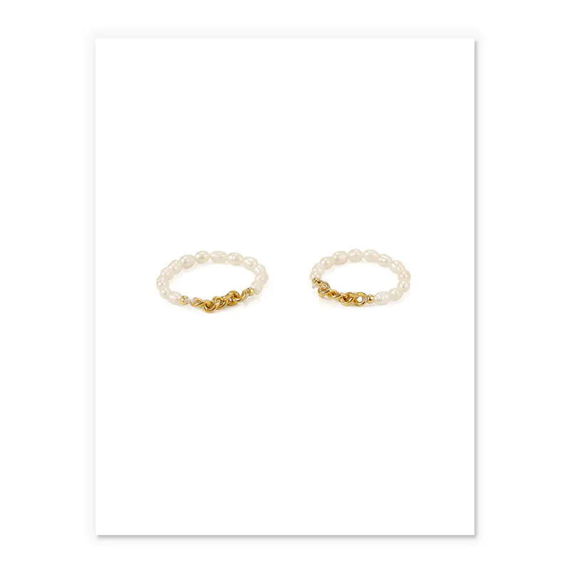 Natural Pearl Ring with Vintage Gold Plating Design