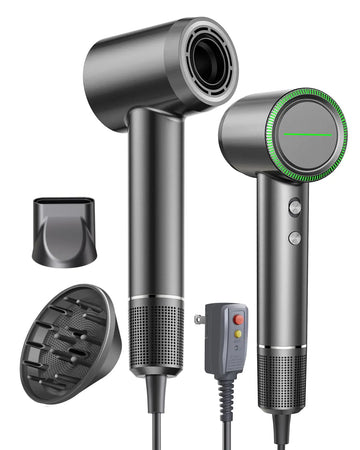 Hair Dryer with Diffuser 150000 RPM Brushless Motor Ionic Portable Blow Dryer for Curly Straightener Hair High Speed Fast Drying Hair Dryer Thermo-Control Lightweight Hairdryer for Women Home