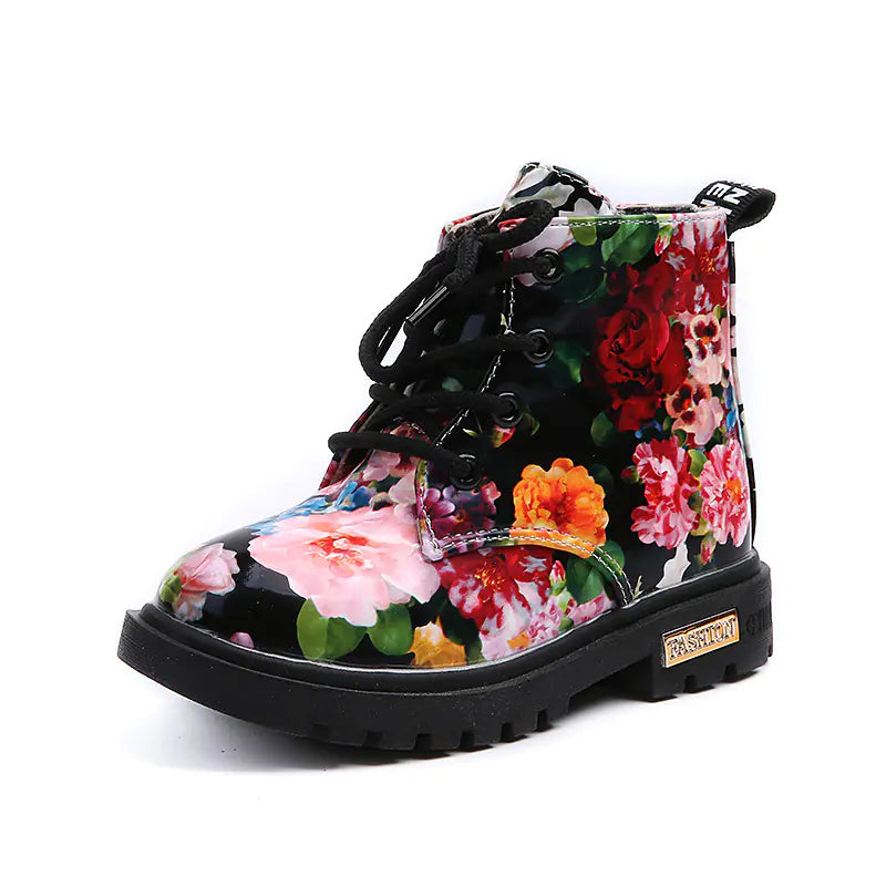 Girls' Floral Print Martin Boots for Autumn/Winter