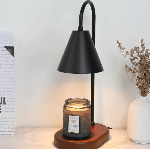 Electric Candle Heater with Wood Base and Aromatherapy Light
