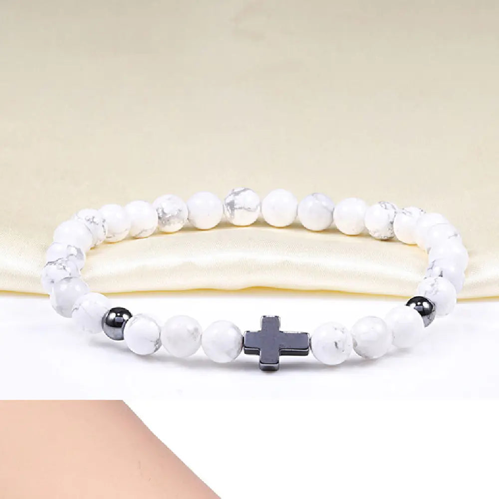 Fashion Hematite Beaded Stretch Bracelet with Turquoise