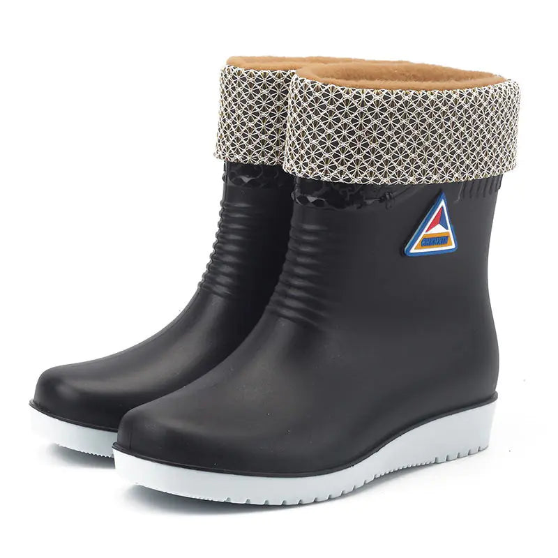 Winter Waterproof Mid-Calf Slip-Resistant Rain Boots