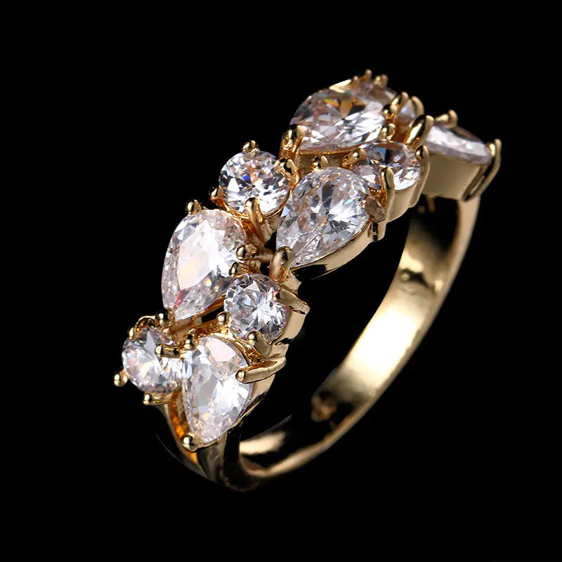 Colorful Zircon Ring for Women in Rose Gold