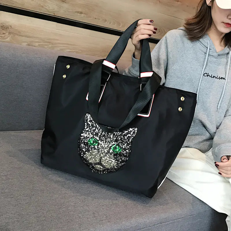 Korean Style Cartoon Sequin Travel Bag (Large Capacity)