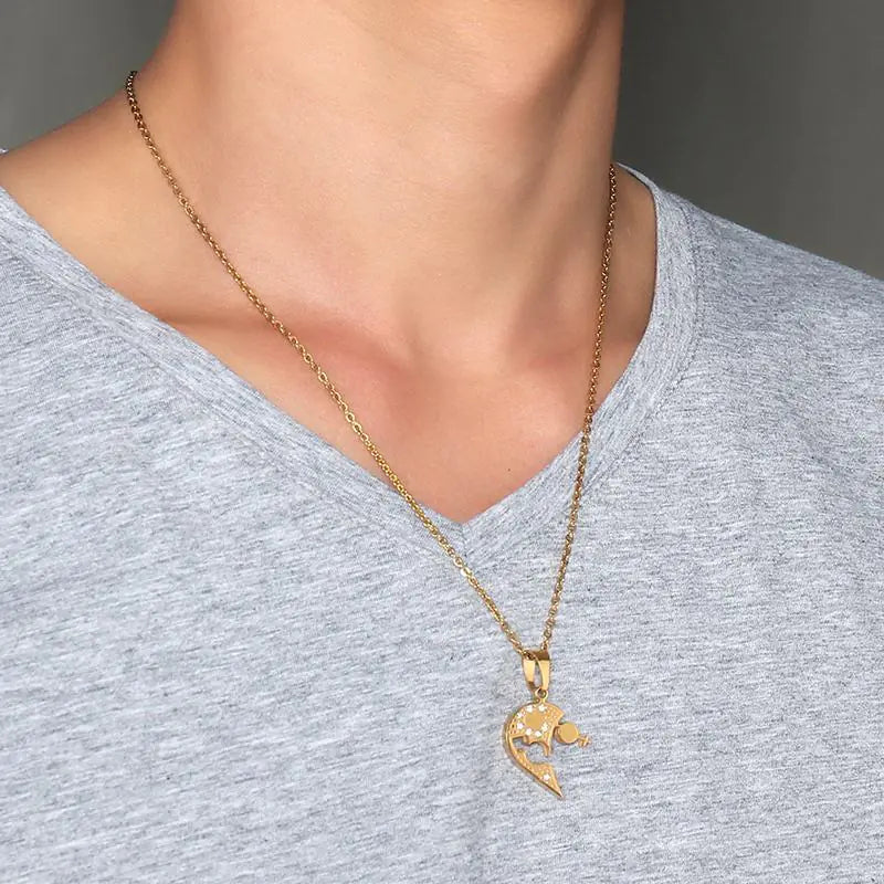 Custom Wholesale Titanium Steel Heart Couple Pendant