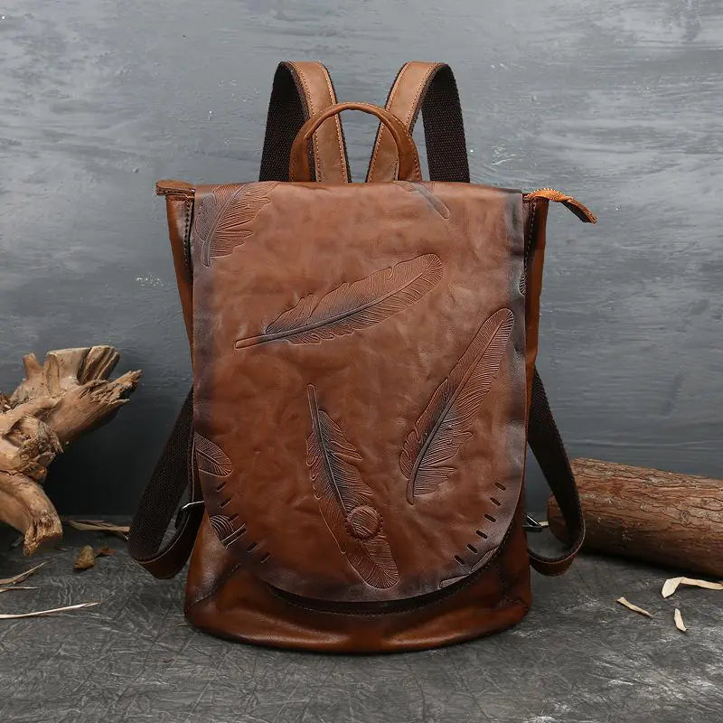 Vintage Leather Women's Backpack - Travel Bag