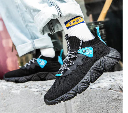 Korean Style Breathable Knit Sneakers for Men