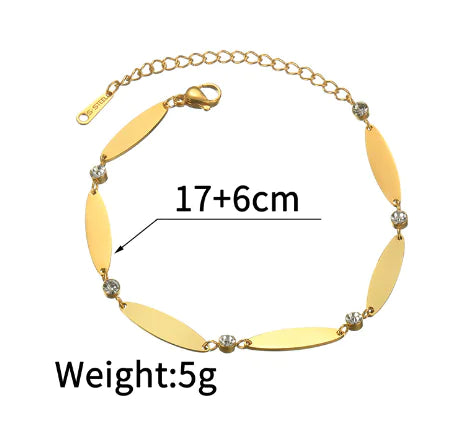 14K Gold Titanium Steel Twin Oval Bracelet