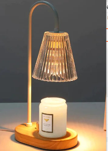 Electric Candle Heater with Wood Base and Aromatherapy Light