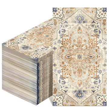 Yeaqee 100 Pcs Boho Napkins Paper Guest Towels 2 Ply Decorative Napkins Disposable Bathroom Napkins Disposable Hand Towel for Kitchen Harvest Party Dinner(Orange and Cyan)