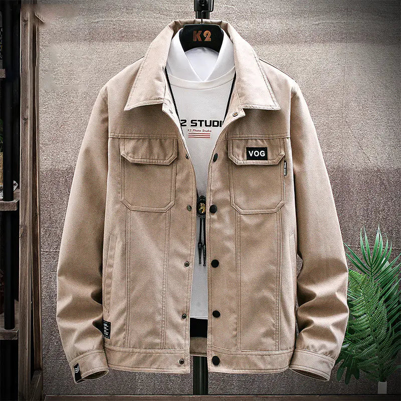 Men's Spring Work Jacket, Denim Coat, Korean Style