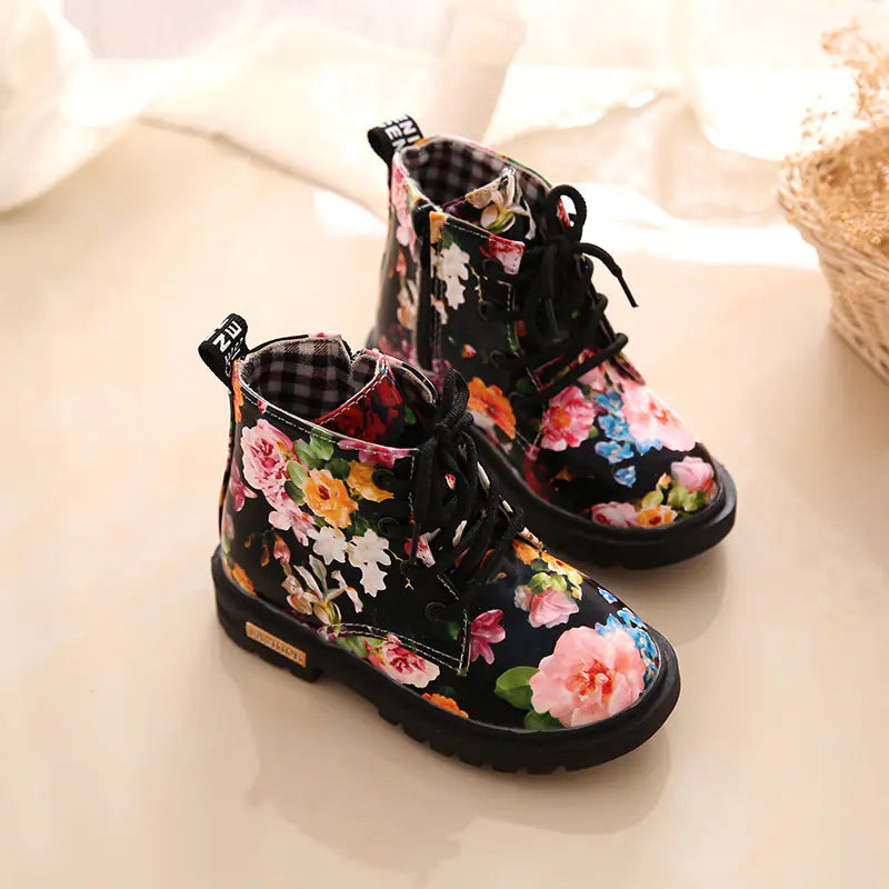 Girls' Floral Print Martin Boots for Autumn/Winter