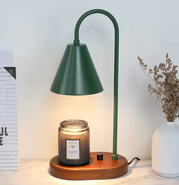 Electric Candle Heater with Wood Base and Aromatherapy Light