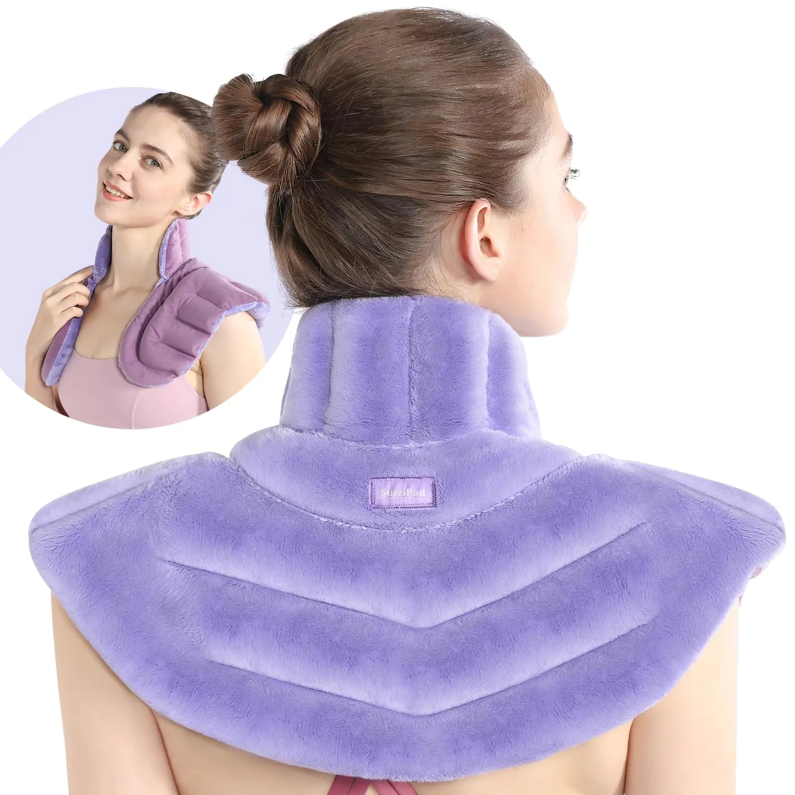SuzziPad Microwave Heating Pad for Neck and Shoulders Weighted Neck and Shoulder Wrap for Pain Relief and Spasm Heated Neck Wrap with Herbal Aromatherapy Moist Heat Neck Warmer Hot & Cold Compress