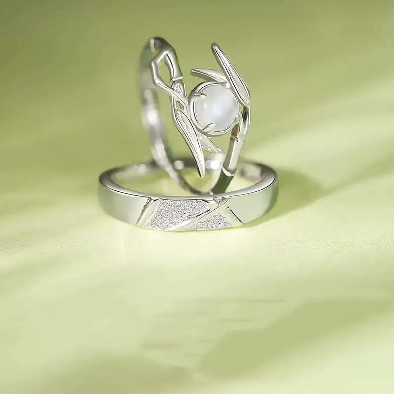 Bamboo Joint Ring with Zircon Couples Bracelet